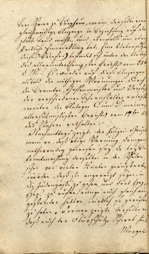 Situationsbericht der Polizeidirektion Fulda für die Zeit des 13.-24. August 1819, ausgefertigt vom Polizeidirektor Scheffer in Fulda, 1819