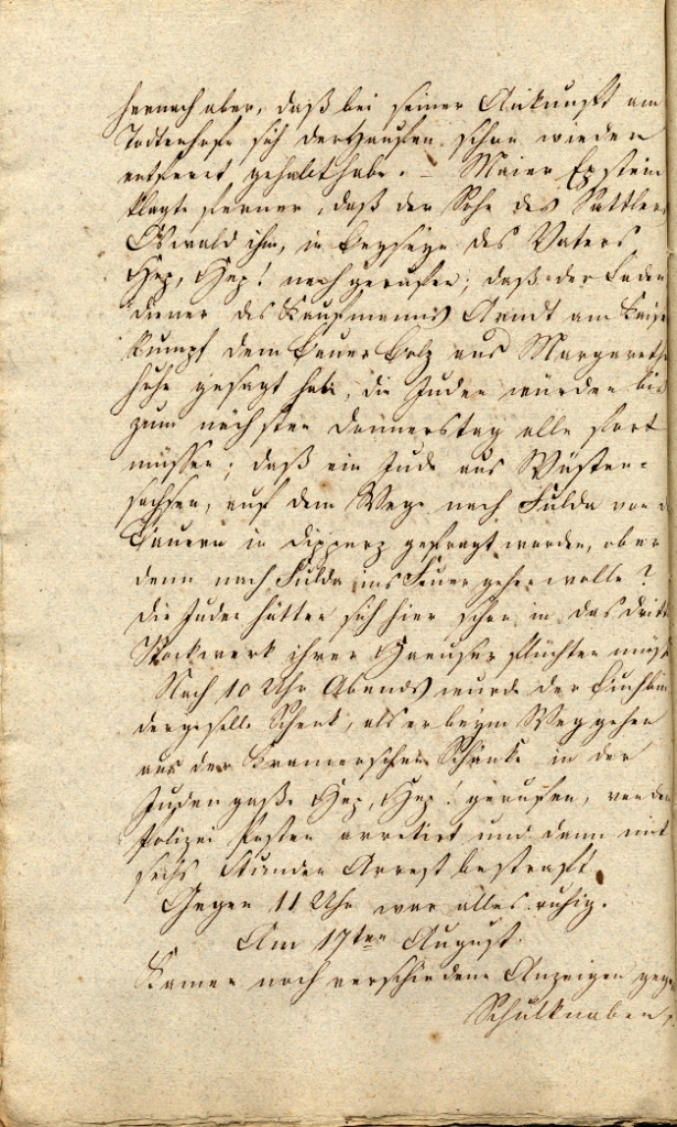 Situationsbericht der Polizeidirektion Fulda für die Zeit des 13.-24. August 1819, ausgefertigt vom Polizeidirektor Scheffer in Fulda, 1819