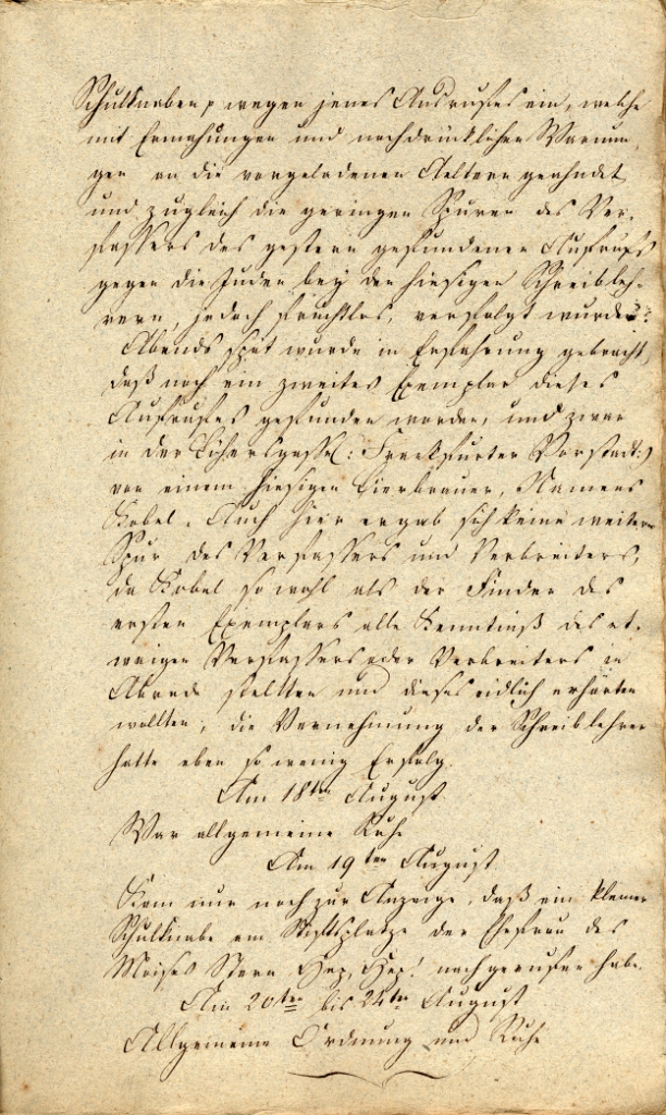 Situationsbericht der Polizeidirektion Fulda für die Zeit des 13.-24. August 1819, ausgefertigt vom Polizeidirektor Scheffer in Fulda, 1819