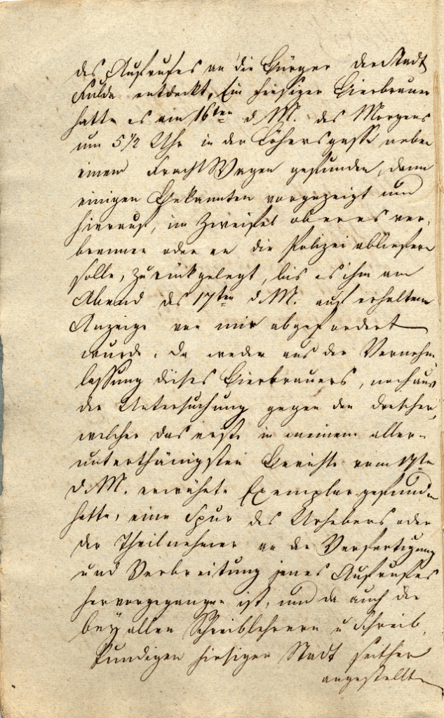 Bericht an den Kurfürsten über die Lage in Fulda, ausgefertigt vom Polizeidirektor Scheffer von Fulda, 21. August 1819