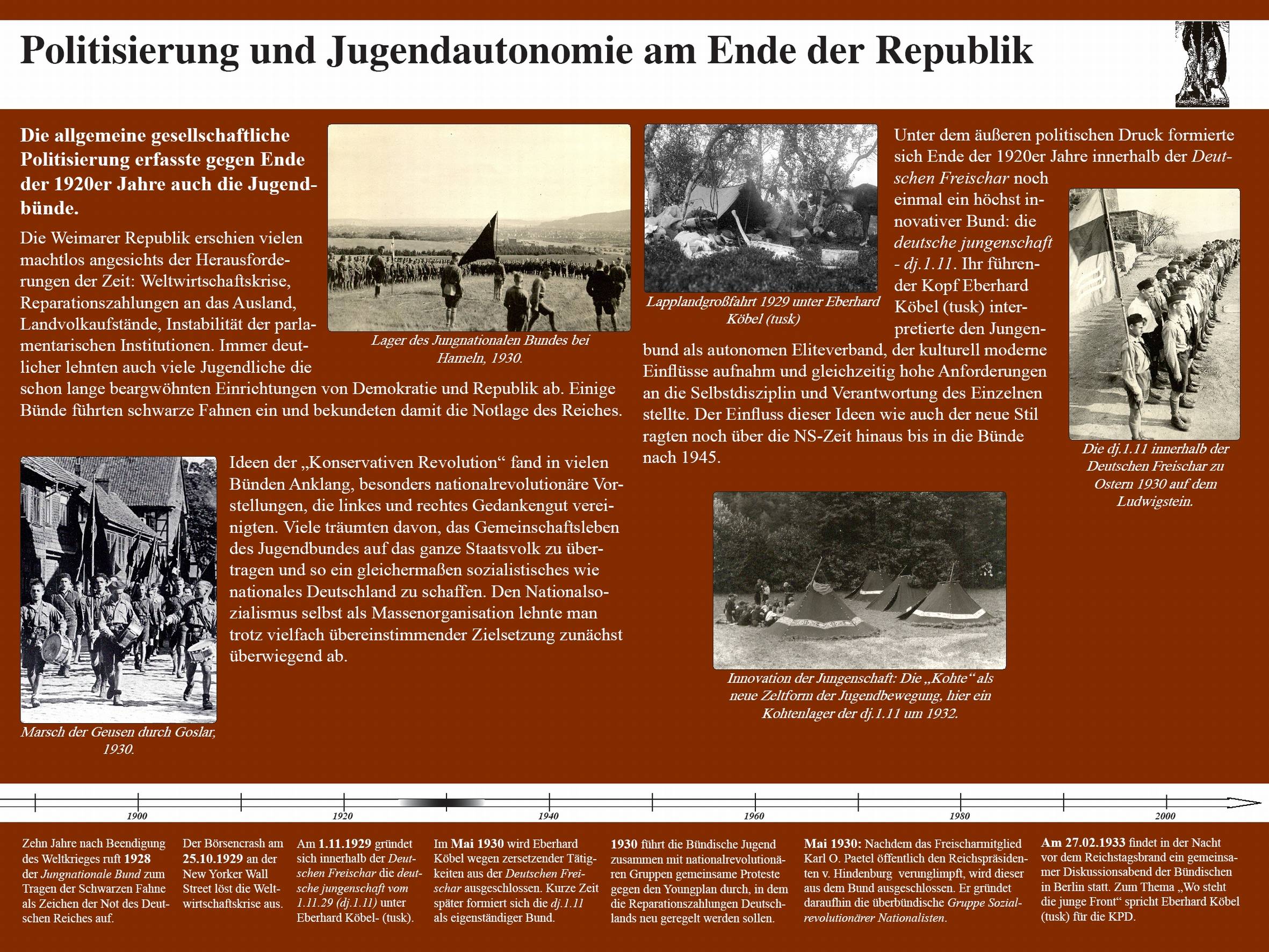 Ausstellungsplakat "Politisierung und Jugendautonomie am Ende der Republik" der Dauerausstellung zur Geschichte der deutschen Jugendbewegung