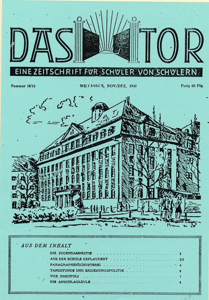 Erste Schülerzeitung der amerikanischen Besatzungszone "Das Tor," Wiesbaden, Ausgabe November/Dezember 1947