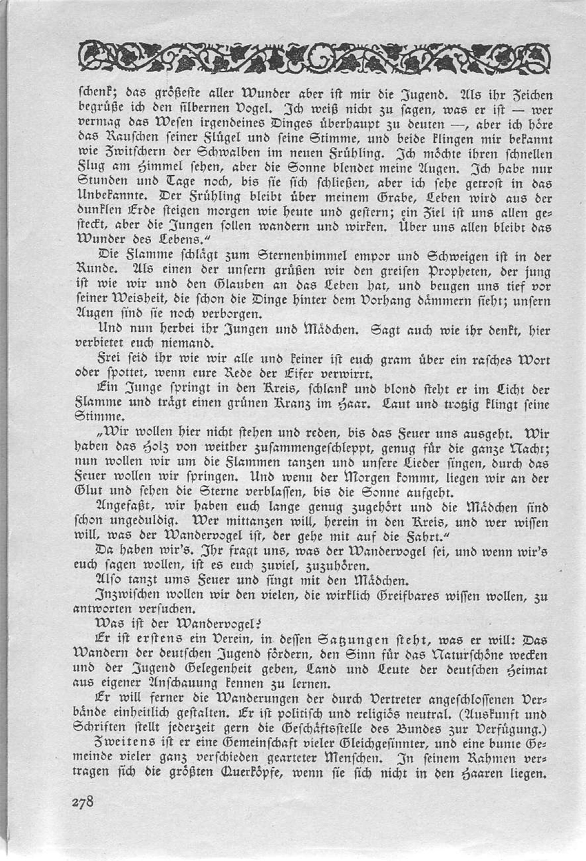 Artikel "Was ist der Wandervogel?" aus der Zeitschrift "Wandervogel" Nr. 10/1913