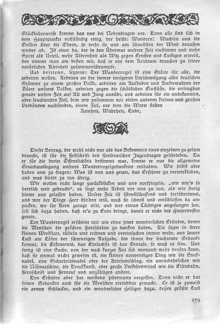 Artikel "Was ist der Wandervogel?" aus der Zeitschrift "Wandervogel" Nr. 10/1913