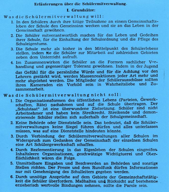 Erläuterungen über die Schülermitverwaltung