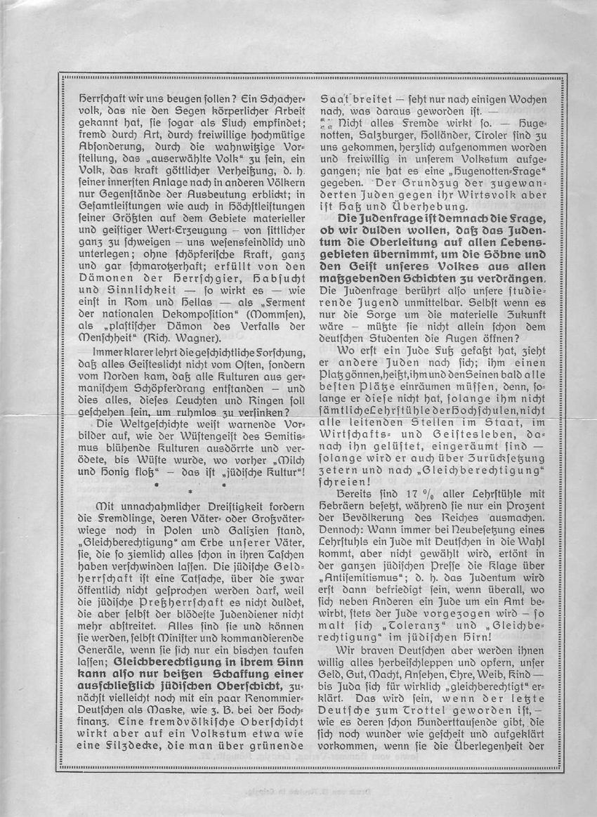 "Hie Teut! - Hie Juda!"
Flugblatt des Reichshammerbundes 1913