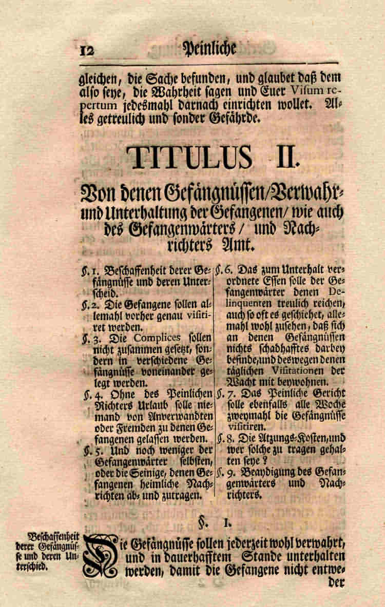 Peinliche Gerichts-Ordnung König Friedrichs I. v. Schweden für die Landgrafschaft Hessen-Kassel