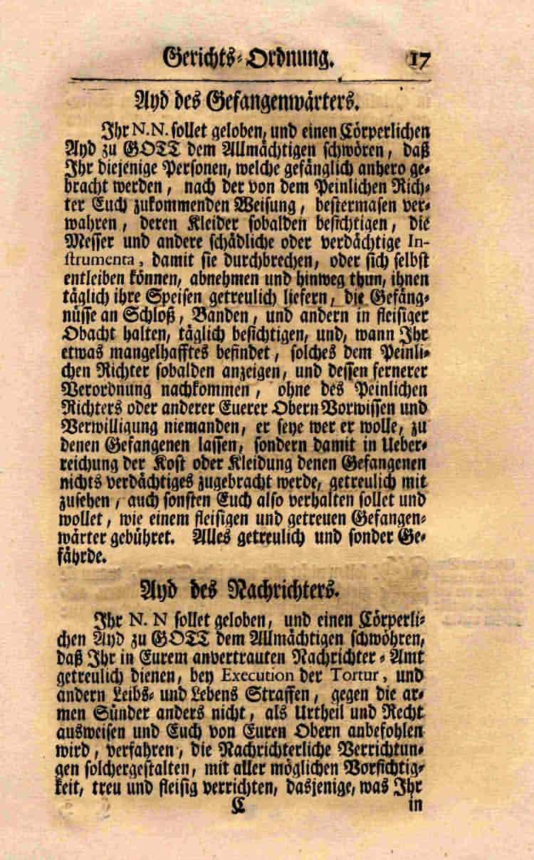 Peinliche Gerichts-Ordnung König Friedrichs I. v. Schweden für die Landgrafschaft Hessen-Kassel