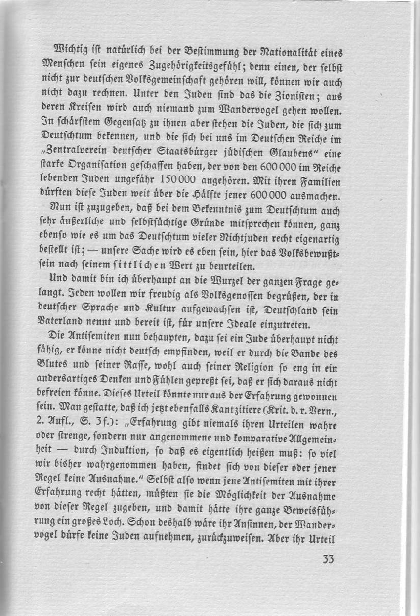 Artikel "Zur Judenfrage" aus: "Die Pachantei. Meinungsaustausch der Wandervögel", Heft 2/1914
