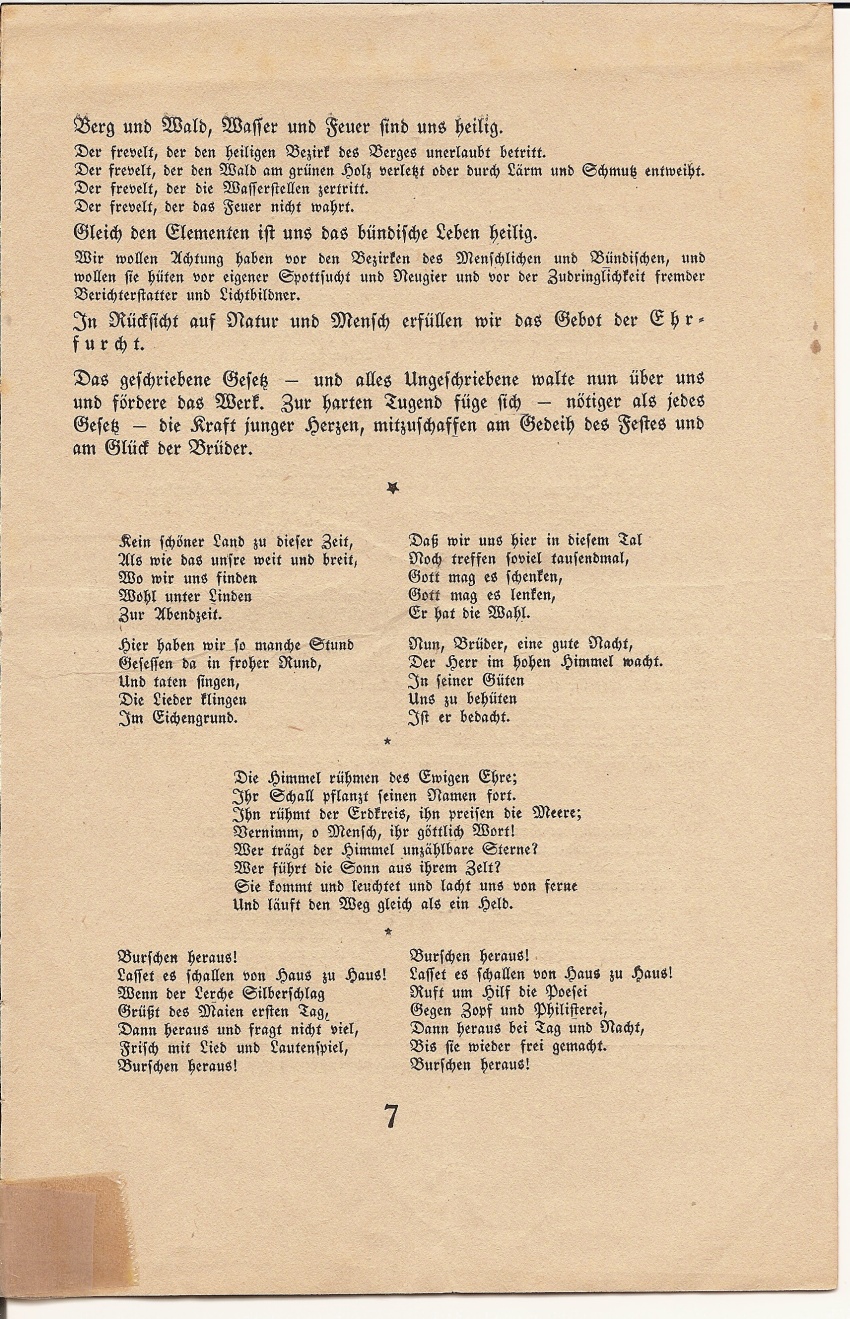 Einladung und Programm für das Grenzfeuer der vereinigten deutschen Jugendbünde im Fichtelgebirge am 3. u. 4. Erntings [August]1923