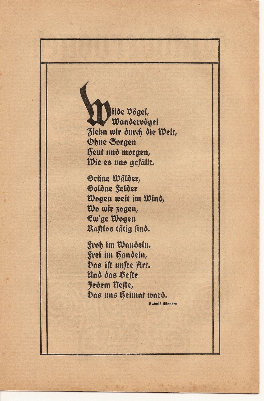 Werbeblatt des Alt-Wandervogel, Bund für Jugendwanderungen, um 1911