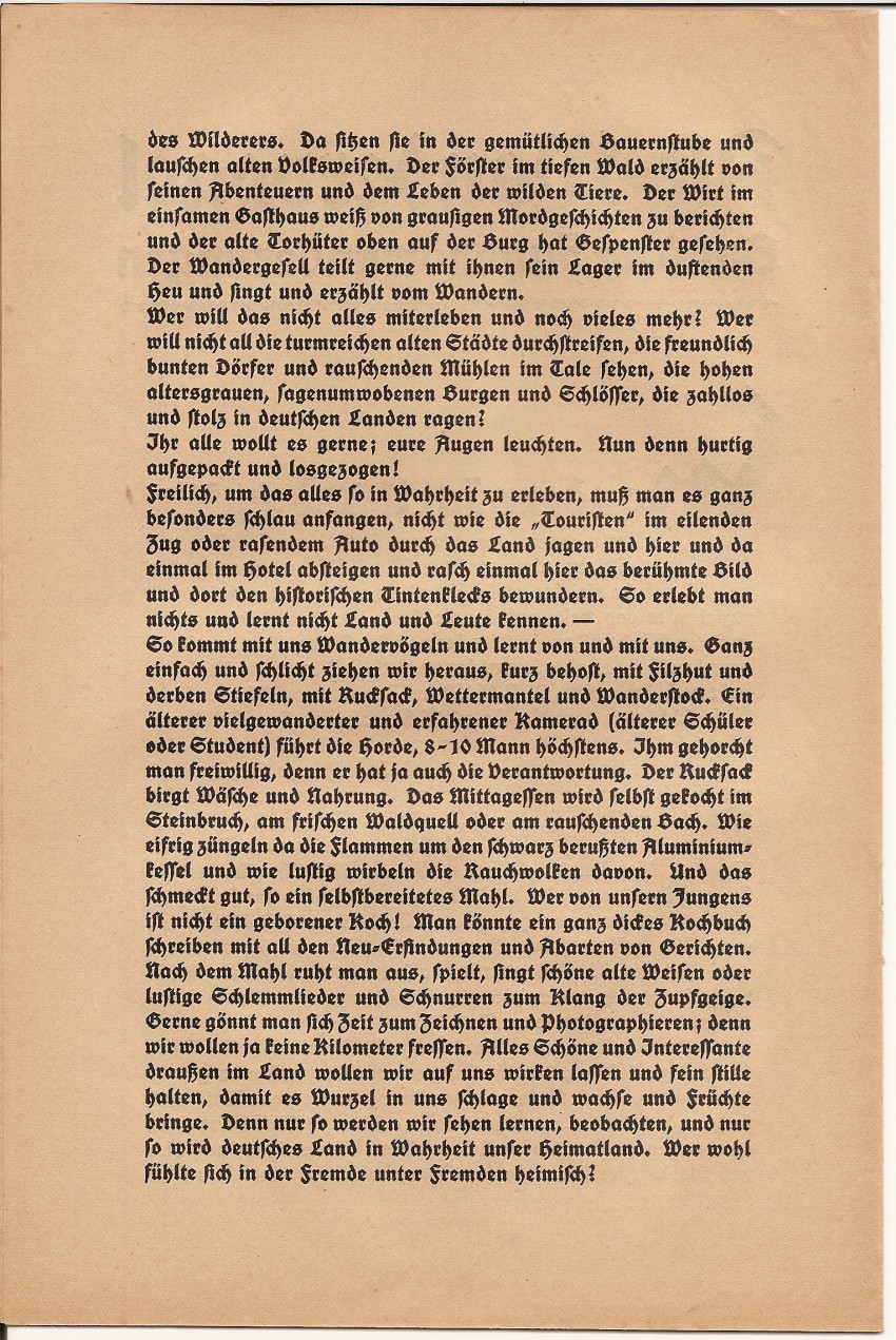 Werbeblatt des Alt-Wandervogel, Bund für Jugendwanderungen, um 1911