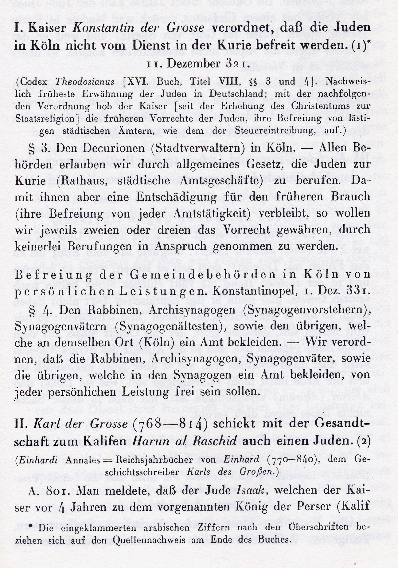 Anfänge jüdischen Lebens in Deutschland: Von Kaiser Konstantin bis zu Karl d. Großen, 321 - 814
