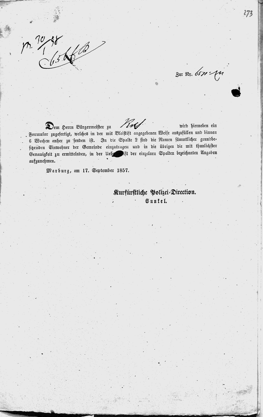 Verzeichnis aller grundbesitzenden Personen in der Gemeinde Roth mit Angaben über die Art des Grundbesitzes usw., 23. Dezember 1857