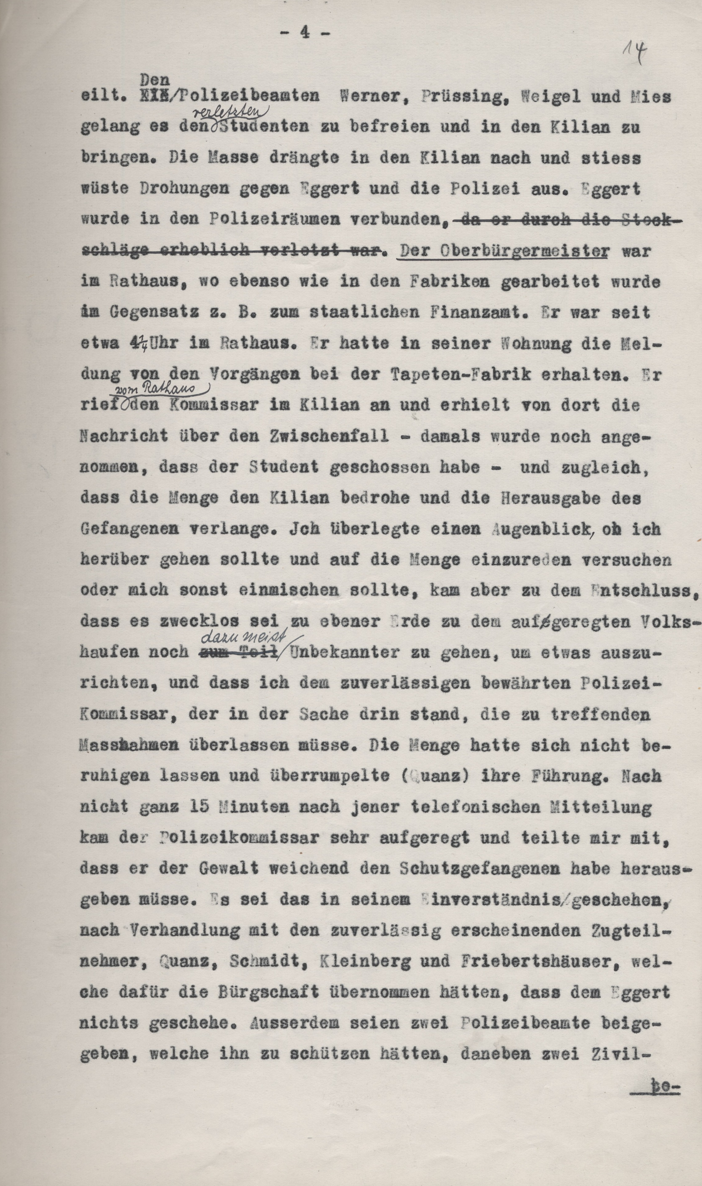 Marburger Demonstration gegen den Rathenaumord vom 4. Juli 1922.  Bericht des Marburger Oberbürgermeisters Paul Troje vom 10. Juli 1922