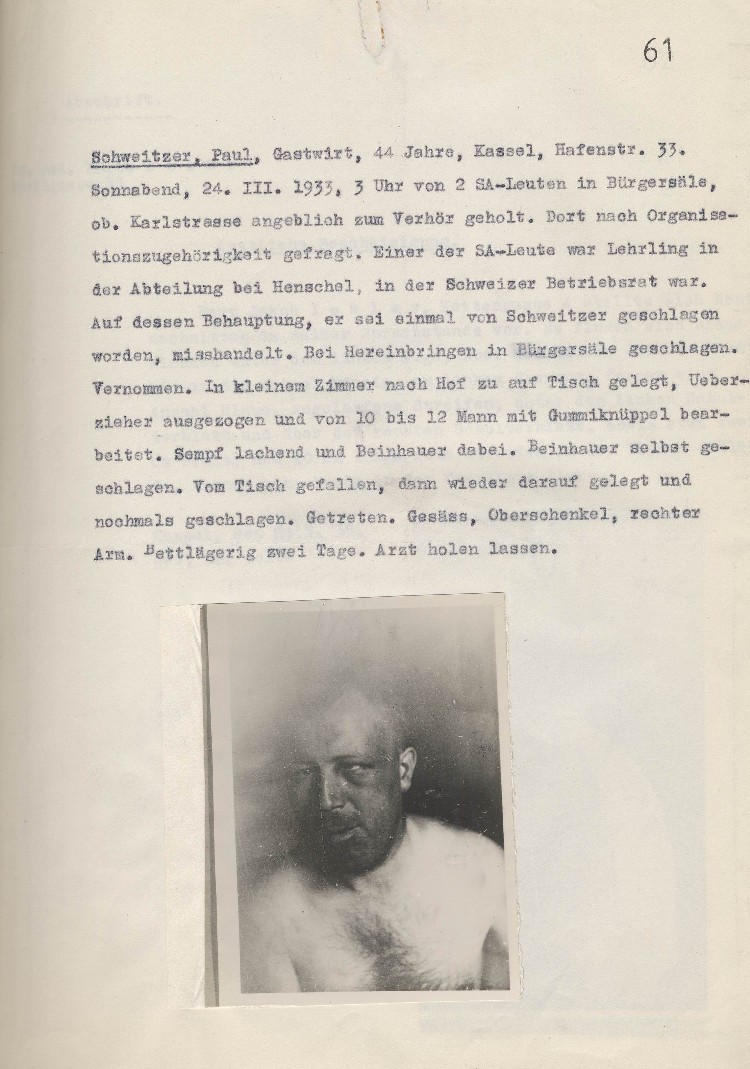 Beschreibung der Misshandlungen
(Anlage zum Schreiben MdL Paul Röhle vom 10.04.1933)