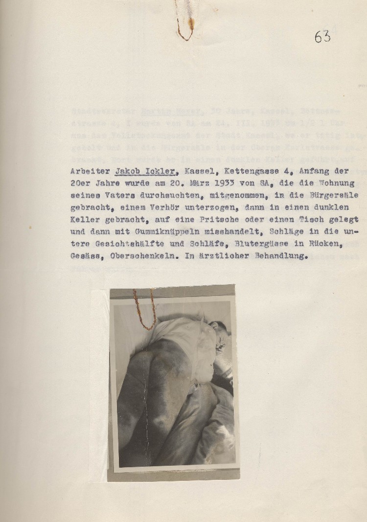 Beschreibung von Misshandlungen
(Anlage zum Schreiben MdL Paul Röhle vom 10.04.1933)