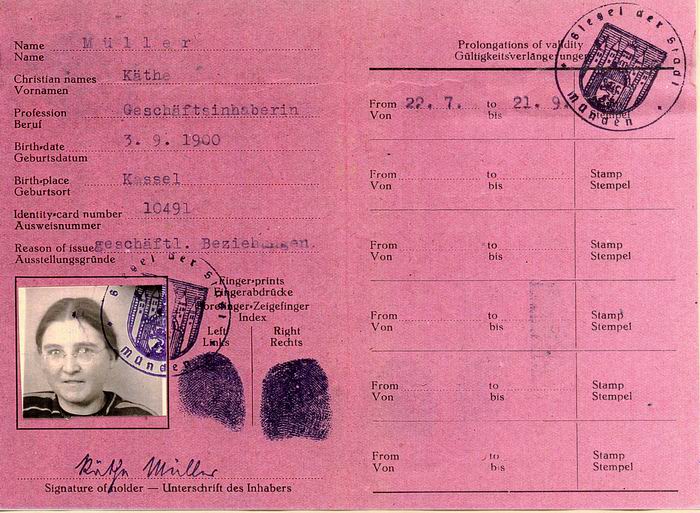 Grenzausweis: für das Zonengebiet der Britisch-Amerikanischen Zone mit einem Umkreis von 20 km.