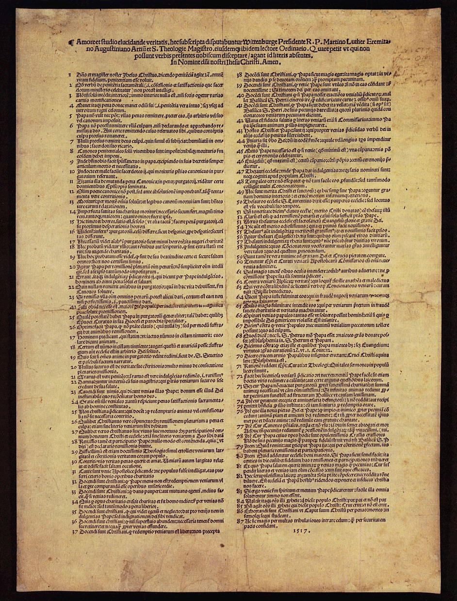 Martin Luther: Die 95 Thesen, 1517