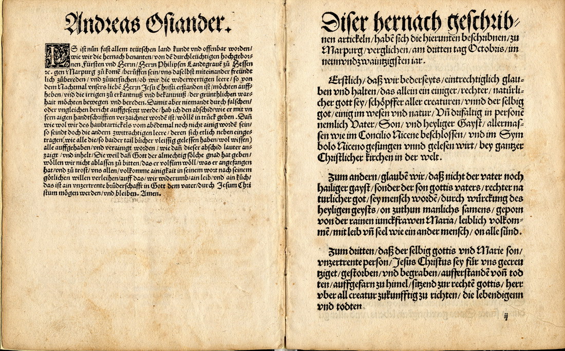 Andreas Osiander, Was zu Marpurgk in  Hessen vom Abendtmal und andern strittigen Artickeln gehandelt und vergleicht sei worden, Erstdruck 1529