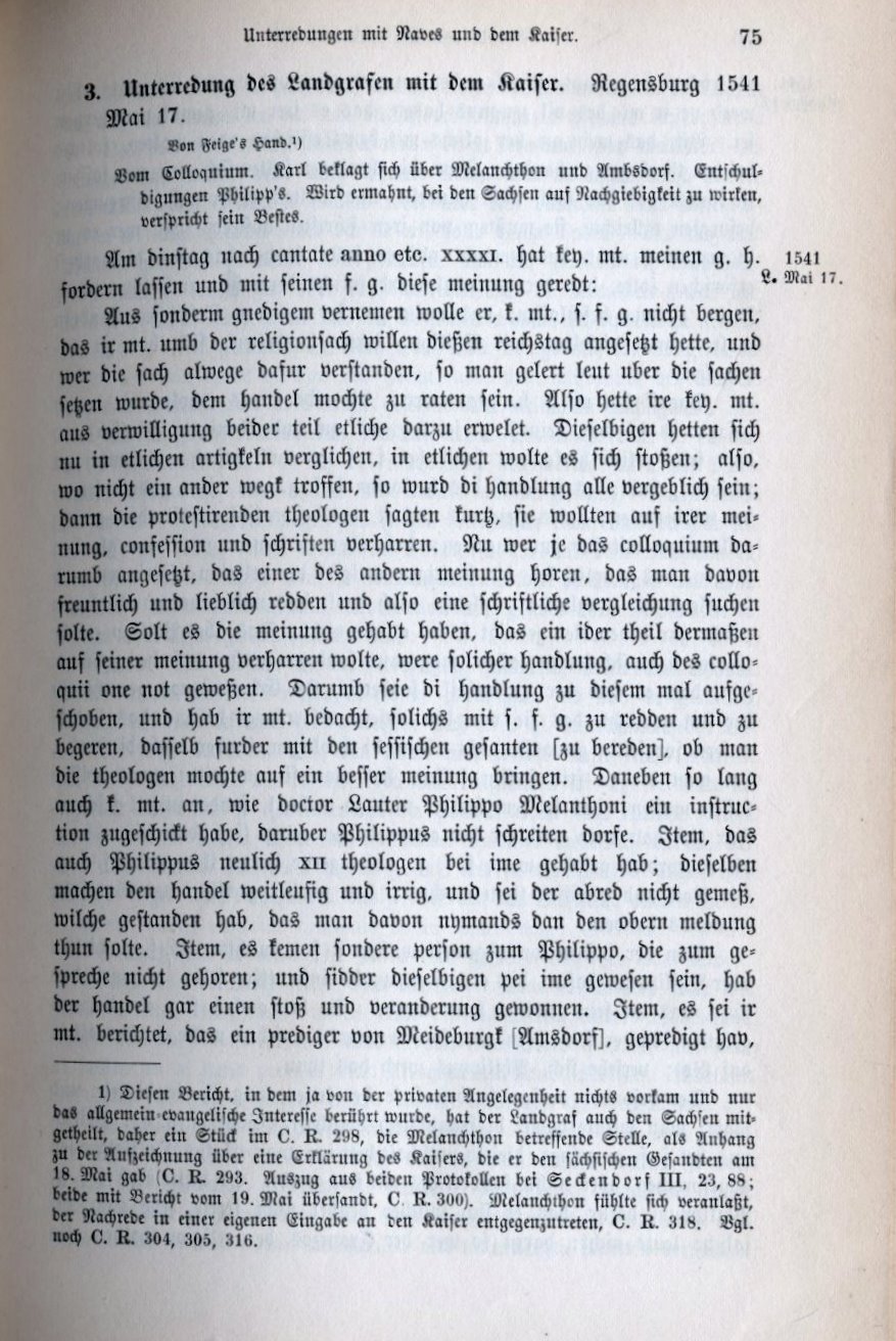 Unterredung des Landgrafen mit dem Kaiser, Regensburg, den 17. Mai 1541 [KOPIE mit Bildern/PDF-Dateien]