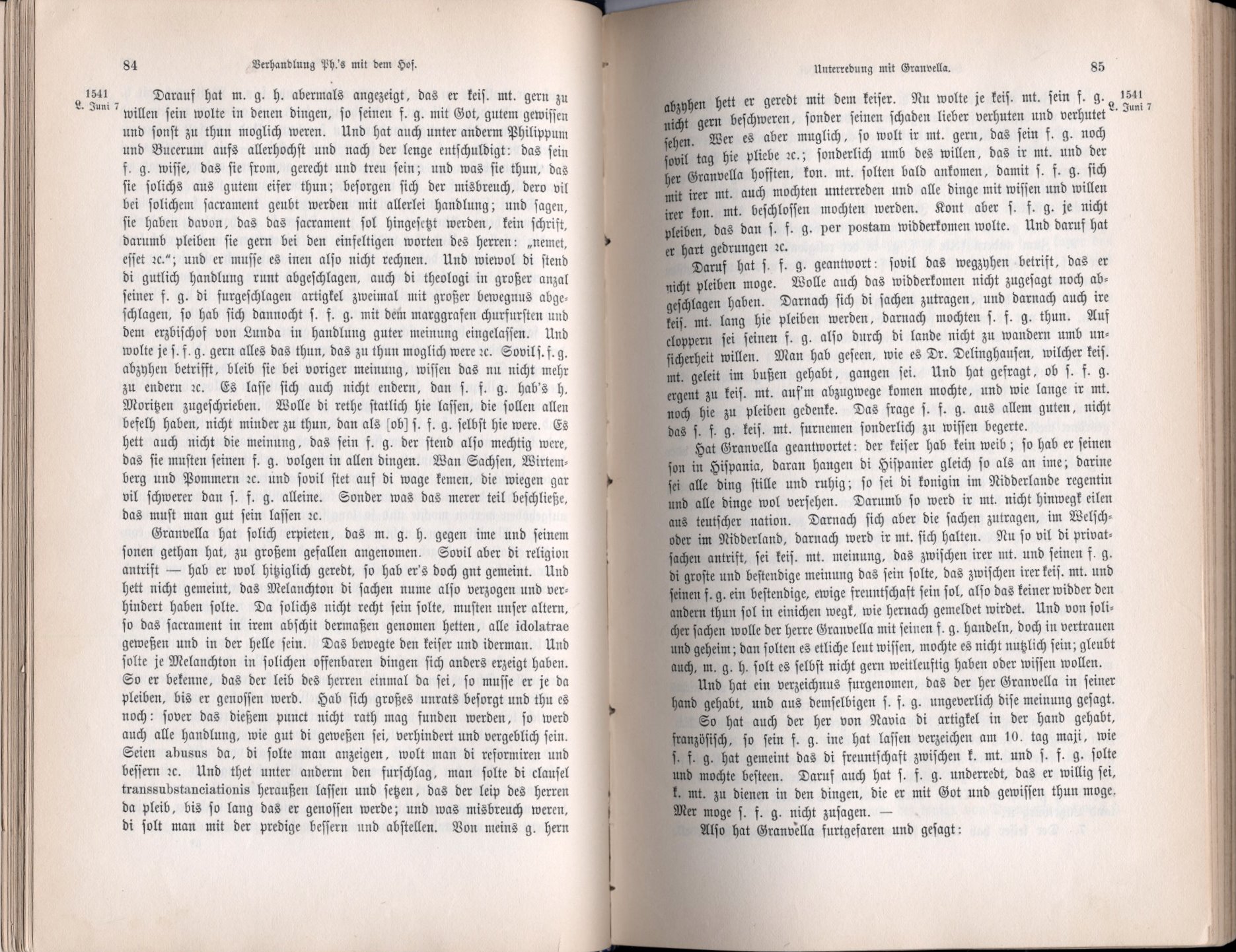 Unterredung des Landgrafen mit Granvella und Naves, Regensburg, den 7. Juni 1541 [KOPIE mit Bildern/PDF-Dateien]
