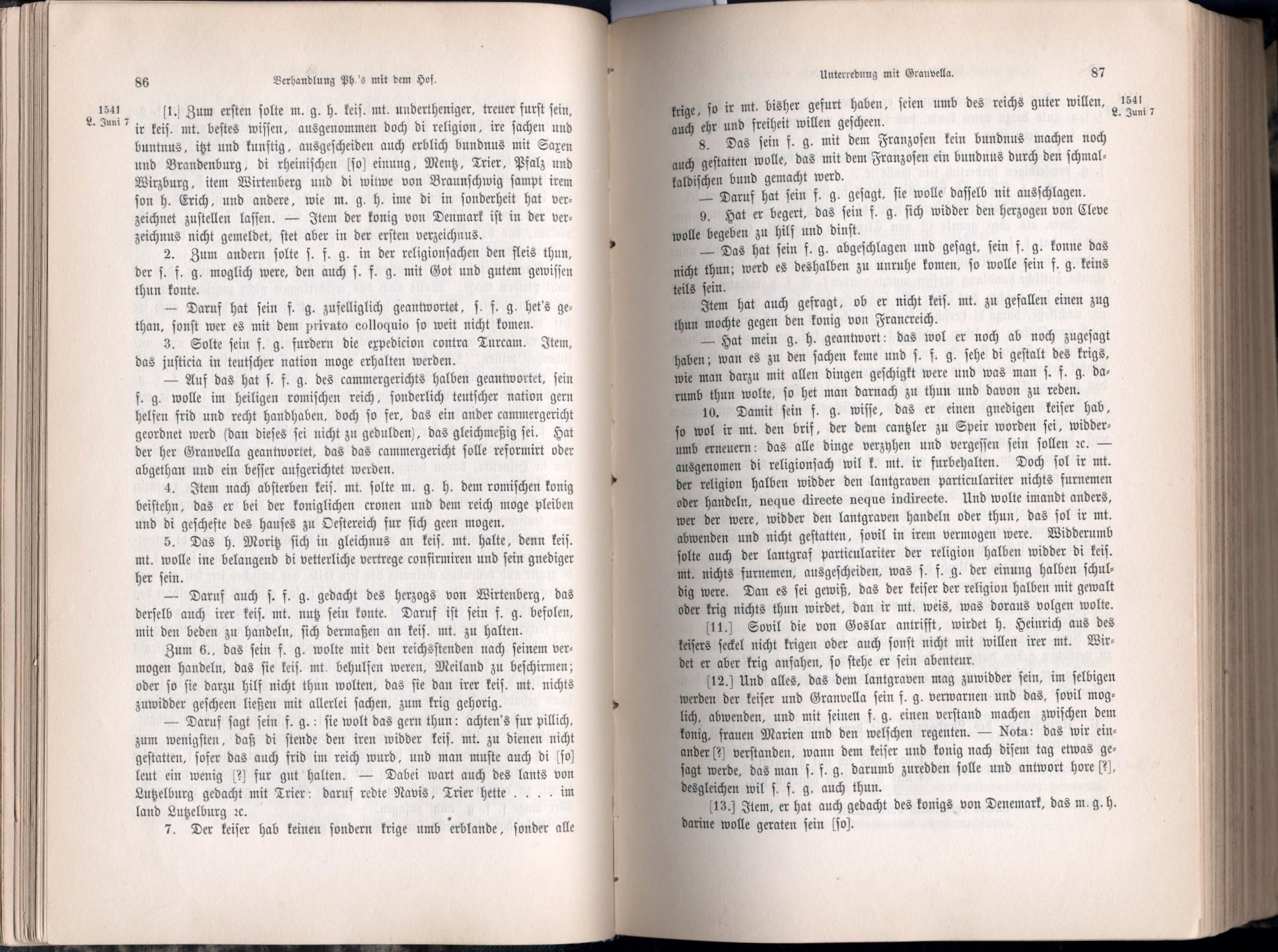 Unterredung des Landgrafen mit Granvella und Naves, Regensburg, den 7. Juni 1541 [KOPIE mit Bildern/PDF-Dateien]