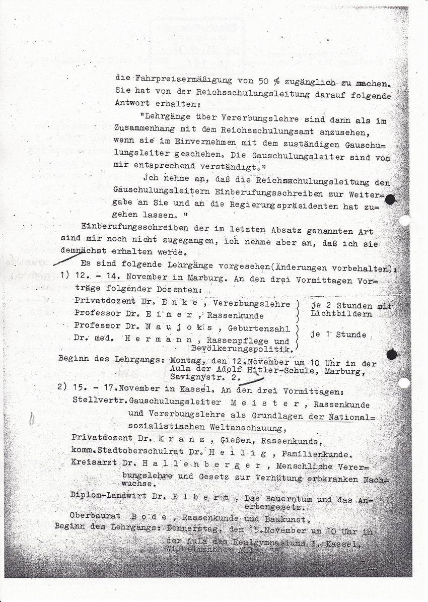 Schreiben der Abteilung für höheres Schulwesen an die Schulen im Amtsbereich betr. Umschulung der Lehrerschaft vom 23.10.1934