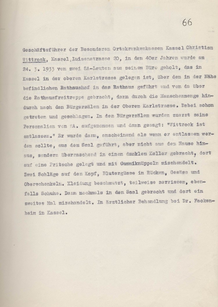 Beschreibung von MIsshandlungen durch Angehörige der Nationalsozialisten (Anlage zum Schreiben MdL Paul Röhle vom 10.04.1933)