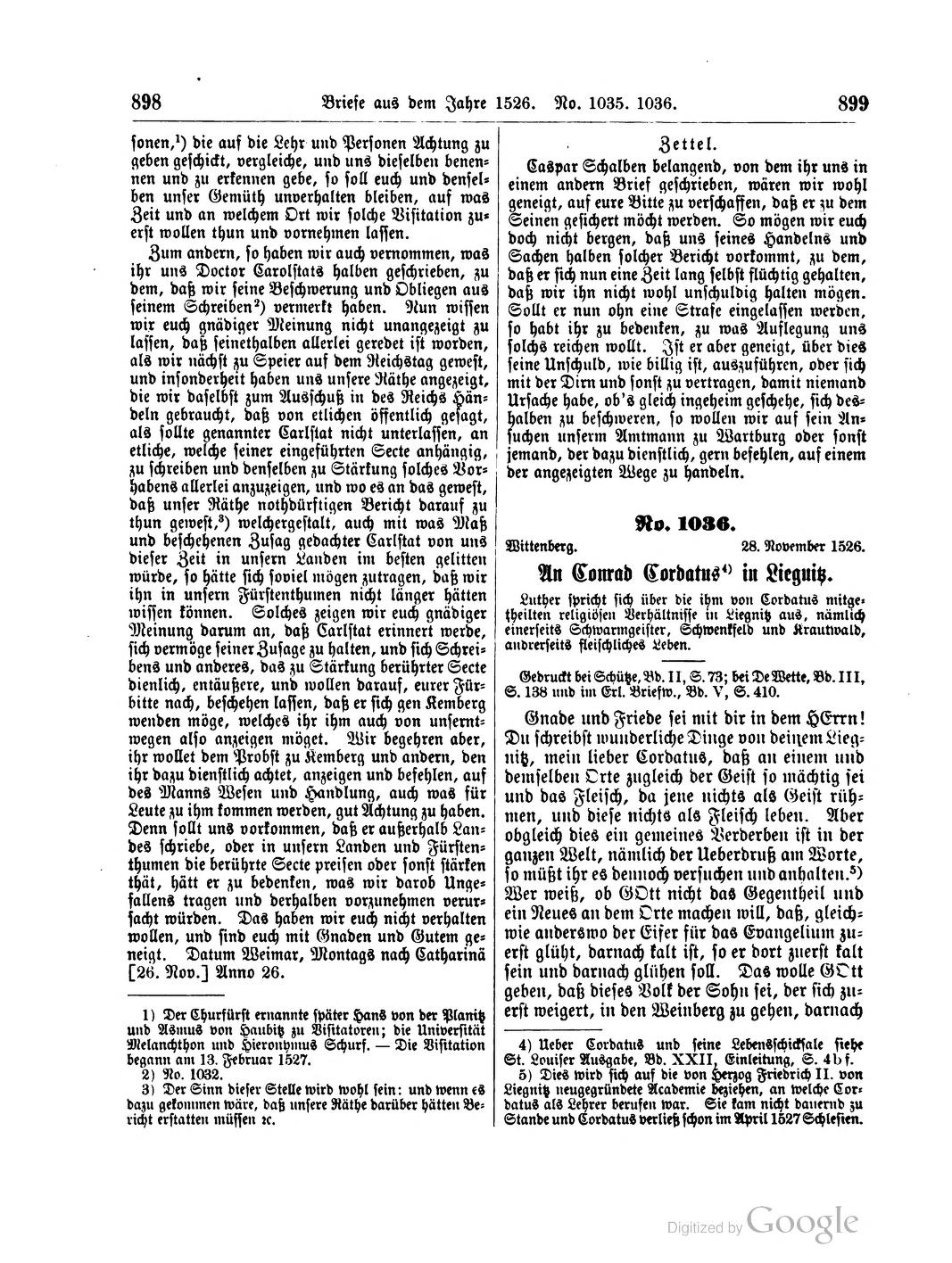Kurfürst Johann von Sachsen an Martin Luther zur Einführung obrigkeitlicher Visitationen, 26. November 1526 