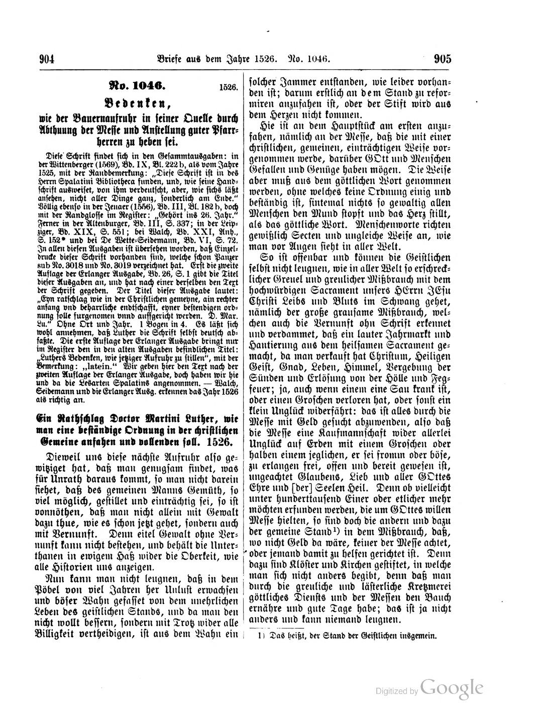 Martin Luther:  Ratschlag, wie eine beständige Ordnung in der christlichen Gemeinde errichtet werden soll, 1526