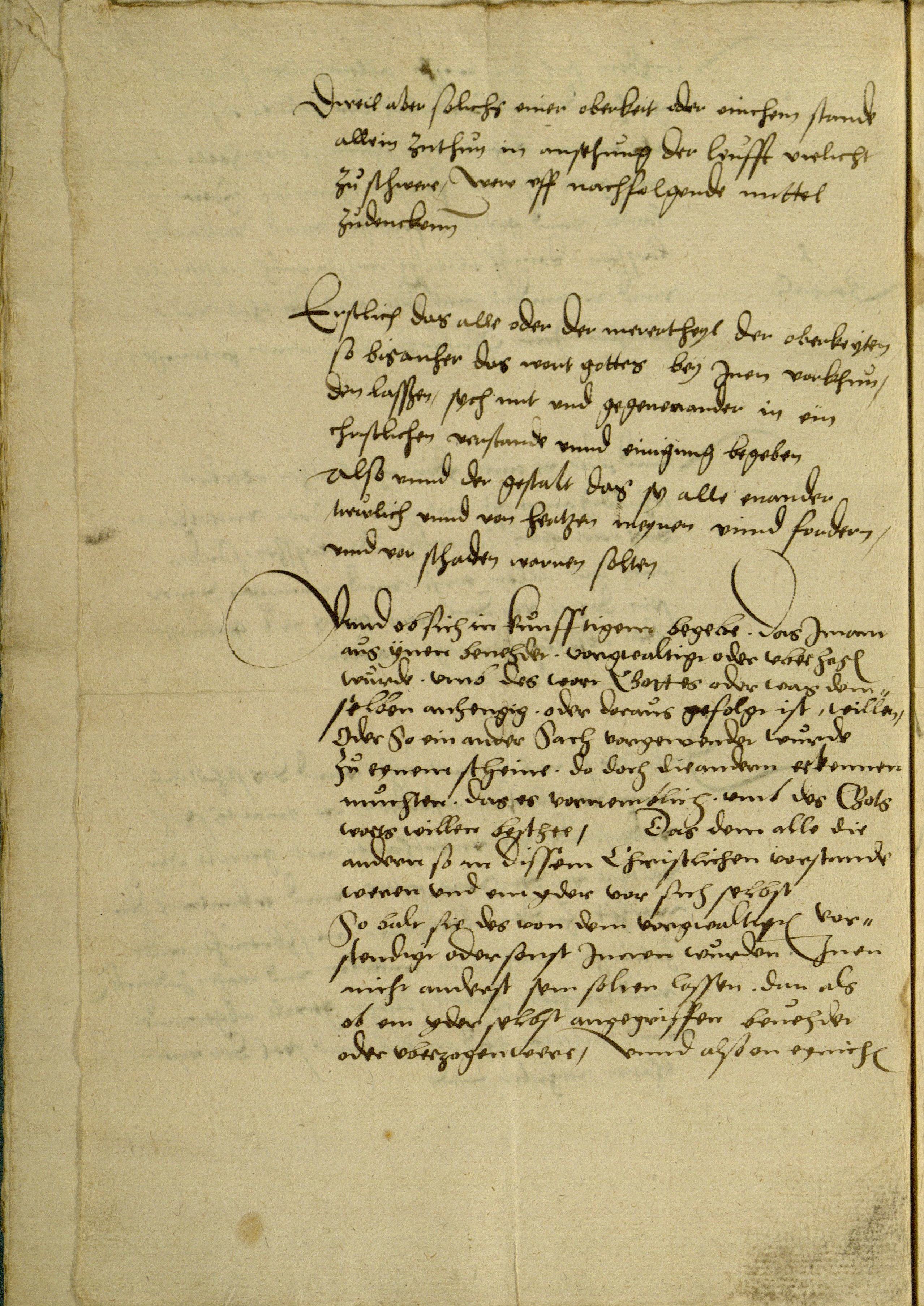 "Christliches Verständnis" - Bündnisvertrag (Entwurf) des Landgrafen Philipp von Hessen mit Zwingli (Zürich), Basel und Straßburg vom 30. September 1529