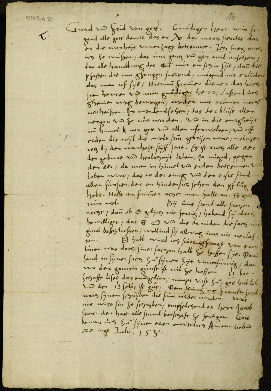 Zwingli an Landgraf Philipp, 22. Juli 1530