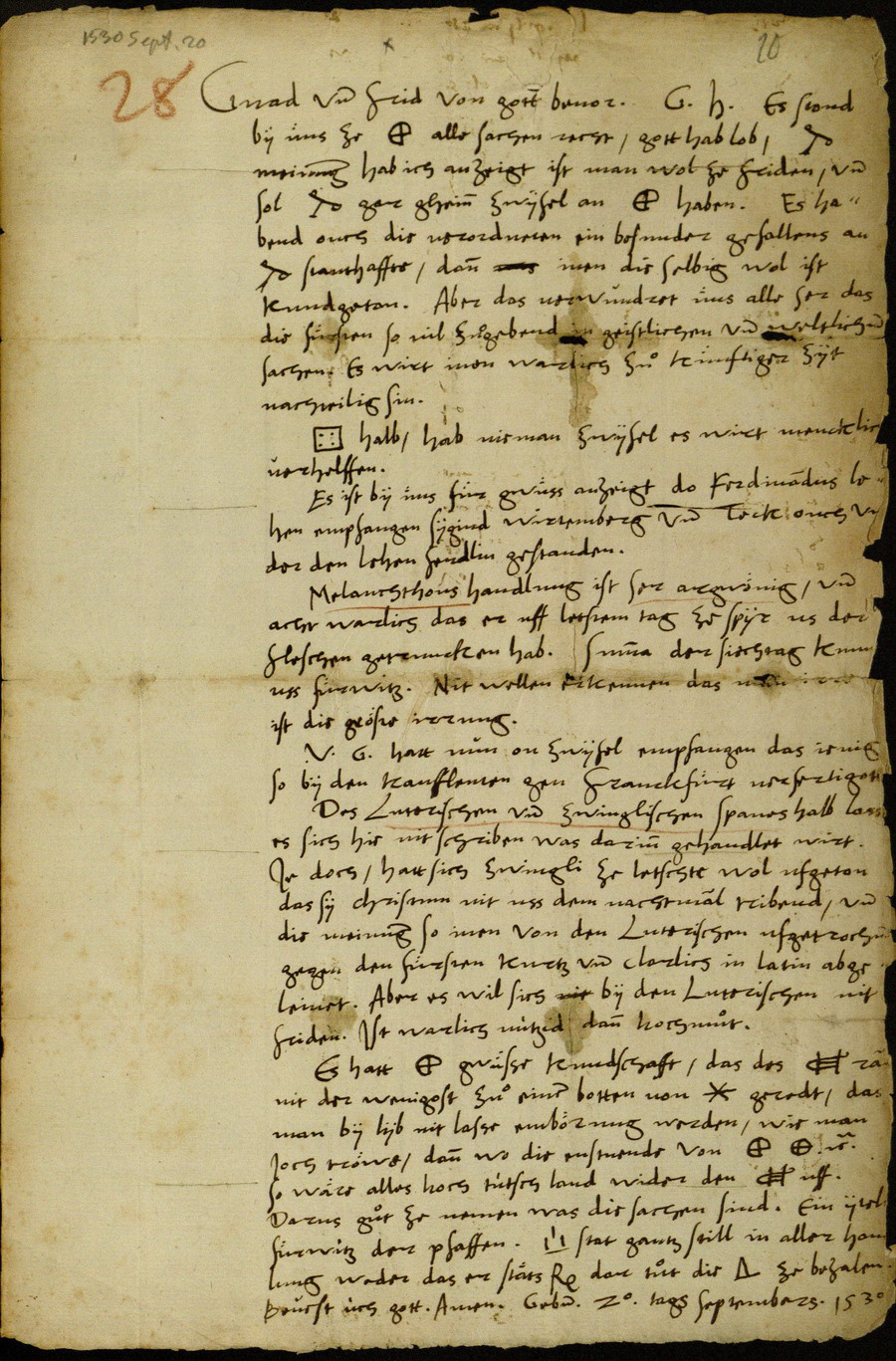 Zwingli an Landgraf Philipp, 30. September 1530