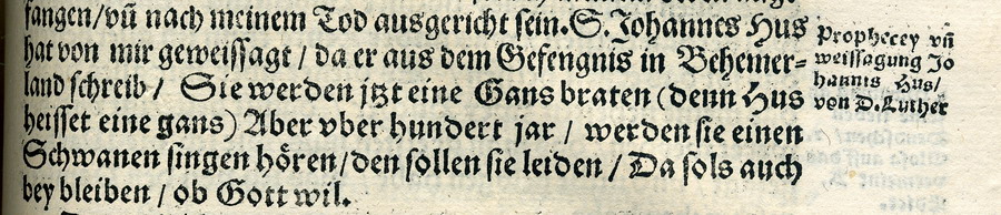 Martin Luther als der Johannes Hus geweissagte und von Gott berufene Erneuerer der Kirche, 1531 