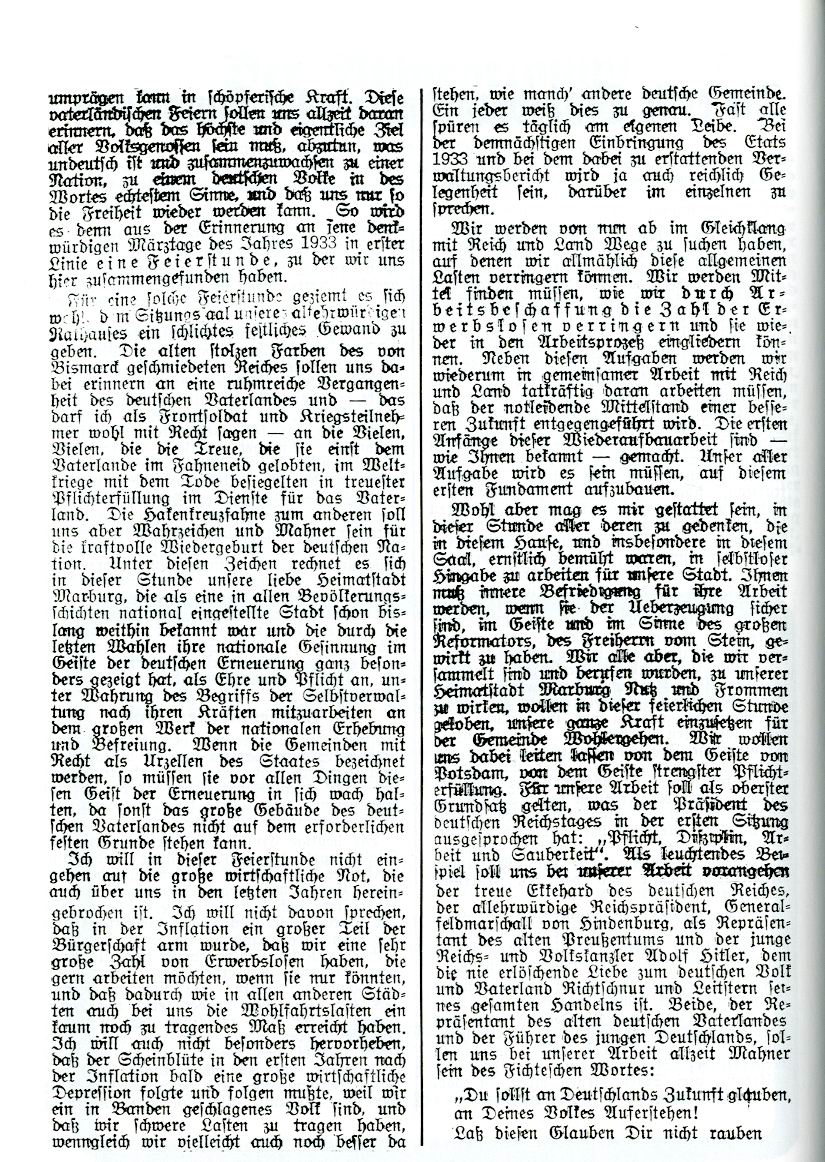 Artikel der OZ betr. erste Stadtverordneten-Versammlung vom 04. April 1933