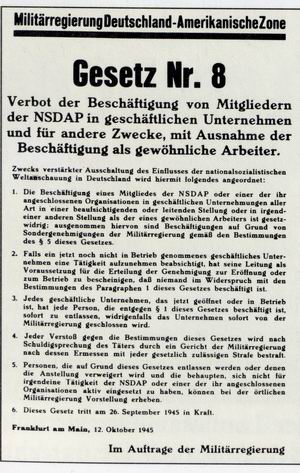 Kriegsende und Besatzung: 1.4. Ausschaltung der NS-Funktionäre Kriegsende und Besatzung: 1.4. Ausschaltung der NS-Funktionäre