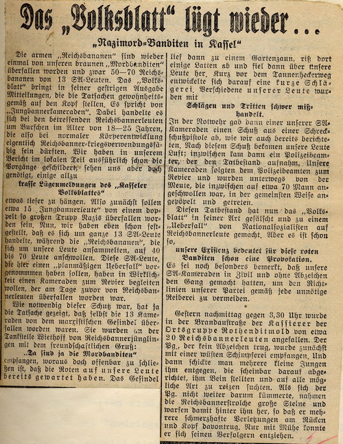 Konflikte zwischen Nationalsozialisten und "Andersdenkenden" vor der Machtübernahme Konflikte zwischen Nationalsozialisten und "Andersdenkenden" vor der Machtübernahme