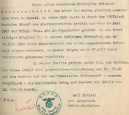Nachspiel der politischen NS-Justiz: Freisler erhebt Schadensersatzklage für die Witwe Elfriede Messerschmidt (1932-1933) Nachspiel der politischen NS-Justiz: Freisler erhebt Schadensersatzklage für die Witwe Elfriede Messerschmidt (1932-1933)