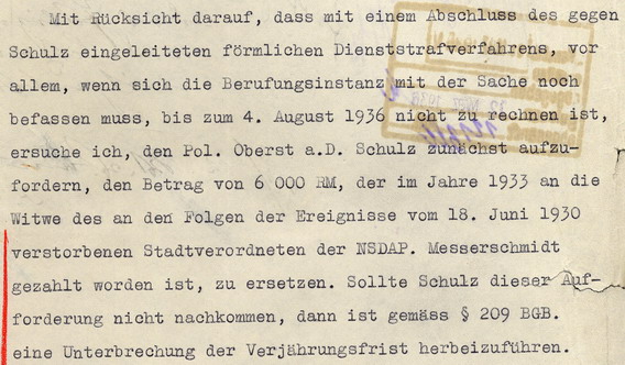 Rache der politischen NS-Justiz 2: Zahlungsbefehle des Preußischen Staates an den Polizeipräsidenten Hohenstein und den Polizei-Oberstleutnant Schulz (1936-1941) Rache der politischen NS-Justiz 2: Zahlungsbefehle des Preußischen Staates an den Polizeipräsidenten Hohenstein und den Polizei-Oberstleutnant Schulz (1936-1941)
