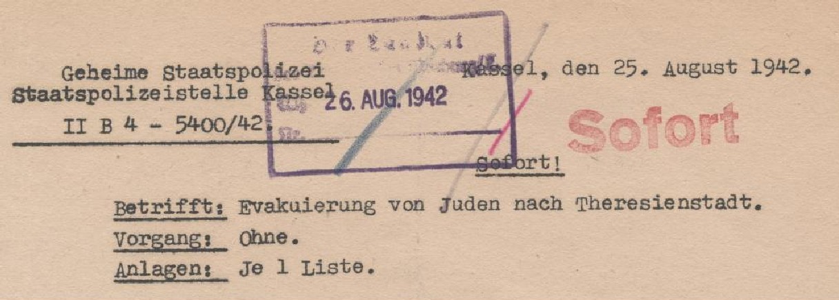 Dritte und letzte Judenevakuierung des Kreises Marburg vom 7.9.1942 Dritte und letzte Judenevakuierung des Kreises Marburg vom 7.9.1942