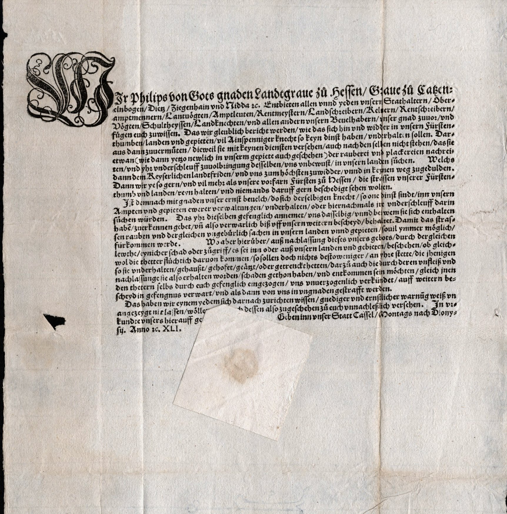 Umsetzung des Regensburger Vertrags: Mandate Landgraf Philipps, Herbst 1541 Umsetzung des Regensburger Vertrags: Mandate Landgraf Philipps, Herbst 1541