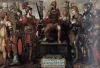 Allegorie auf das Reich unter Karl V., der Kaiser mit seinen unterworfenen Feinden, Italien 2. Hälfte 16. Jhd., nach der Zeichnung und Stich Marten van Heemskercks von 1554, Deutsches Historisches Mus Bild zur Ausstellung Philipp von Hessen und Karl V.